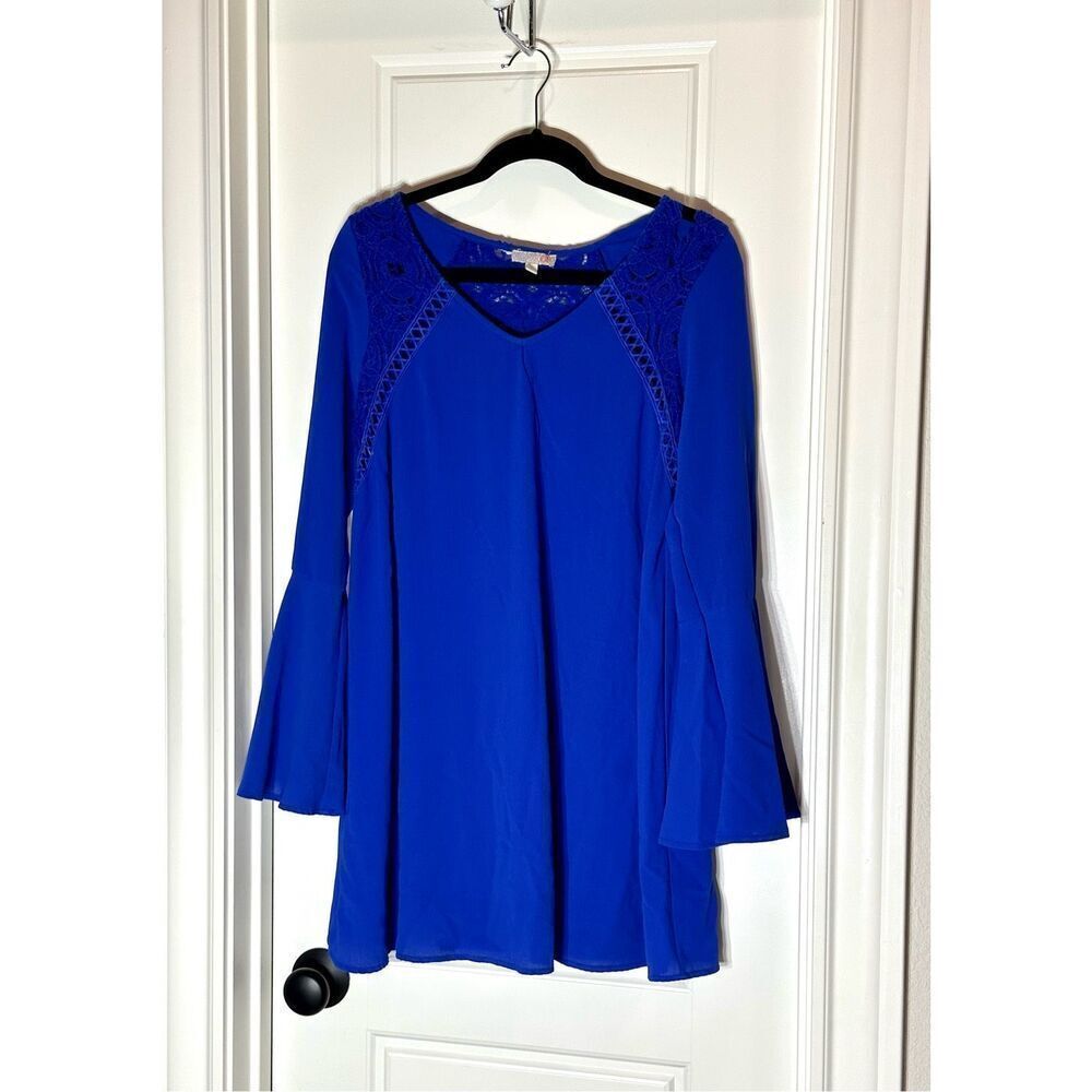 Gianni Bini royal blue long bell sleeve dress Junior Size M